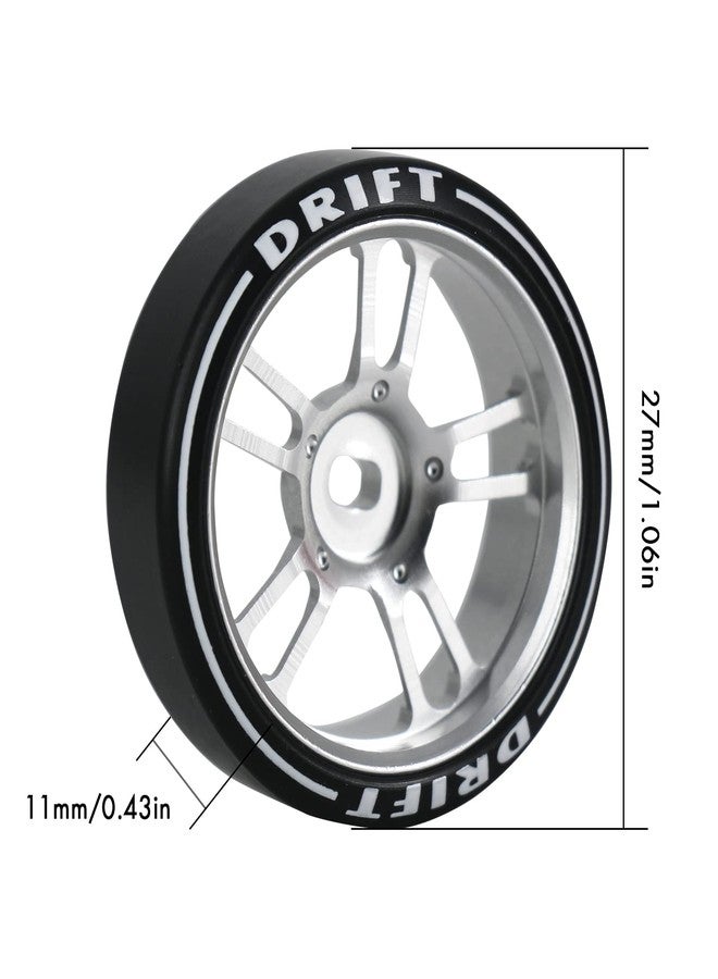 مجموعة عجلات Abendor مكونة من 4 قطع، 10 أضلاع، 22.4 مم، لسيارات التحكم عن بعد بمقياس 1/28، مزودة بشعار، وإطارات سيارات التحكم عن بعد، [2N+2W] متينة، مناسبة لسيارات Mini-Q HGD1 Mini-Z DRZ Wltoys K969 بمقياس 1/28، قطع غيار لترقية سيارات التحكم عن بعد (فضي). - Image 4